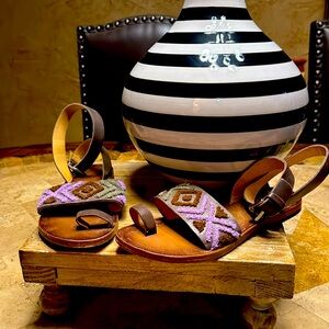 Free people ankle wrap around toe sandal made in India